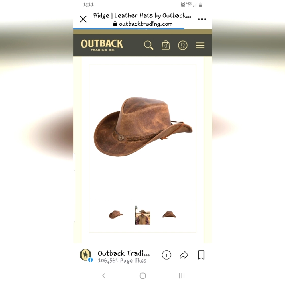 Leather hat size small